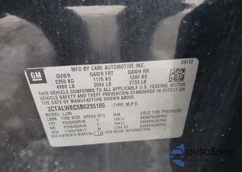 2011 GMC Terrain Slt-2 z USA, uszkodzony, nr VIN 2CTALWEC5B6235199